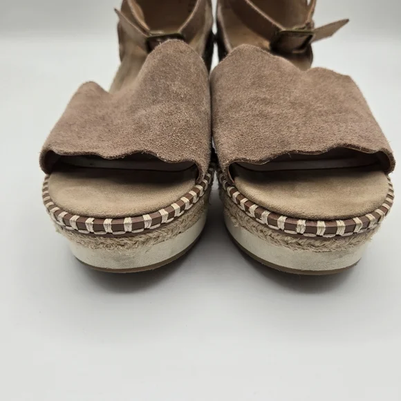 Crown Vintage Daffodil Brown Suede Espadrille Wedge Sandals Size 7.5 - Picture 6 of 16